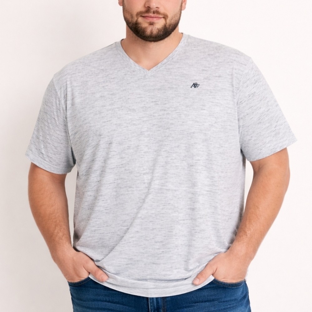 Aeropostale Men's V-Neck Short Sleeve T-Shirt Heathered Gray Marbled Size 3XL